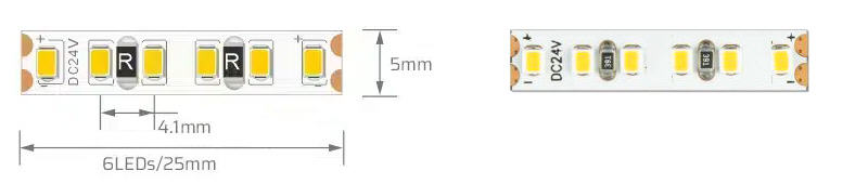   LED Streifen 24V weiß 9,6W/m neutralweiß, 5mm breit    